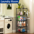 5-Wire Shelving Metal Storage Rack Adjustable Shelves,Standing Storage Shelf Units for Laundry Bathroom Kitchen Pantry Closet(Black,11.8" D x 16.6" W
