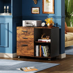 DEVAISE 3-Drawer Mobile File Cabinet, Lateral Filing Cabinet, Rustic Brown