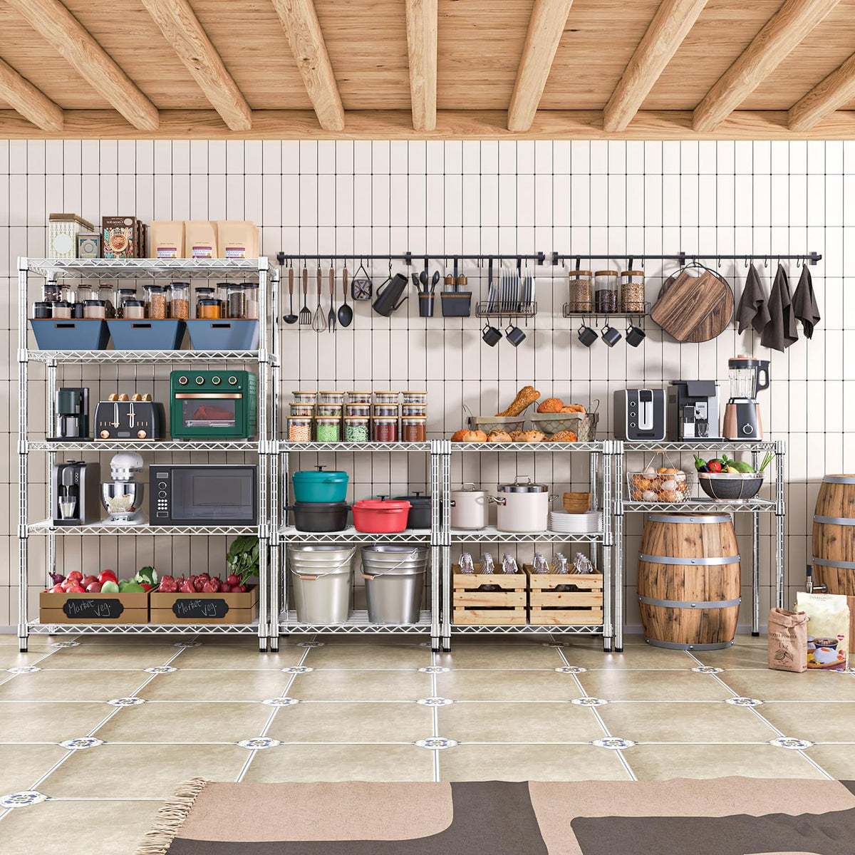 M MZG 1750 LBS Storage Shelves 5-Tier Utility Shelving Unit Steel Organizer Wire Rack for Home,Kitchen,Office,Garage, Capacity 17.7" D x 47.2" W x