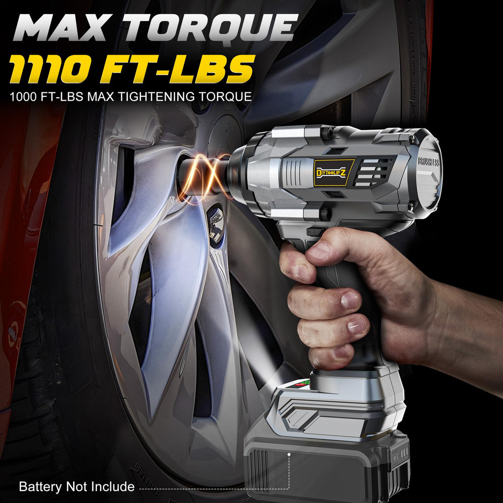 DIYtoolifz 1/2" Cordless Impact Wrench 1500Nm Compatible with DeWalt 20V