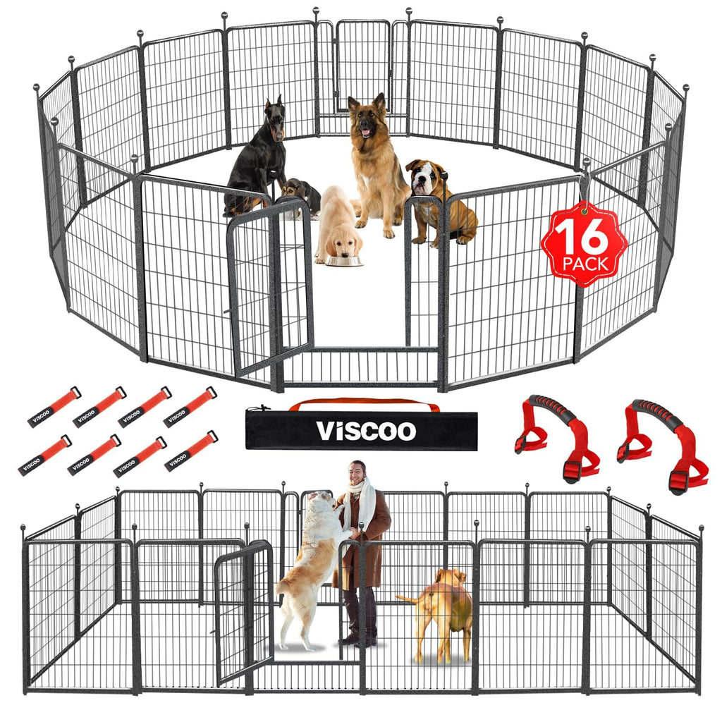 Dog Playpen Outdoor, 16 Panels 40" High Metal Dog Fence with Gate