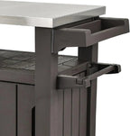 Keter Outdoor Rolling Prep And Bar Cart, Resin - Dark Brown
