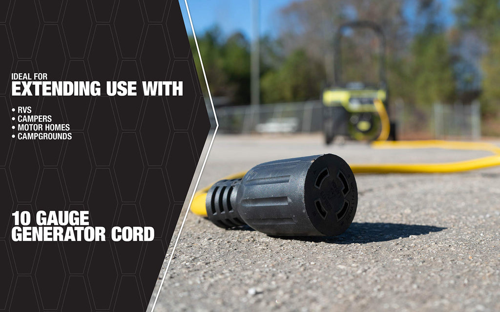 Southwire Generator Cord - 10-Gauge Heavy Duty Electrical Power Cable with L14-30 Locking Plug & Receptacle - Dual Voltage 125V/250V - Molded