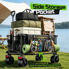 Collapsible Heavy Duty Beach Wagons carts Foldable with Big Wheels, 400L