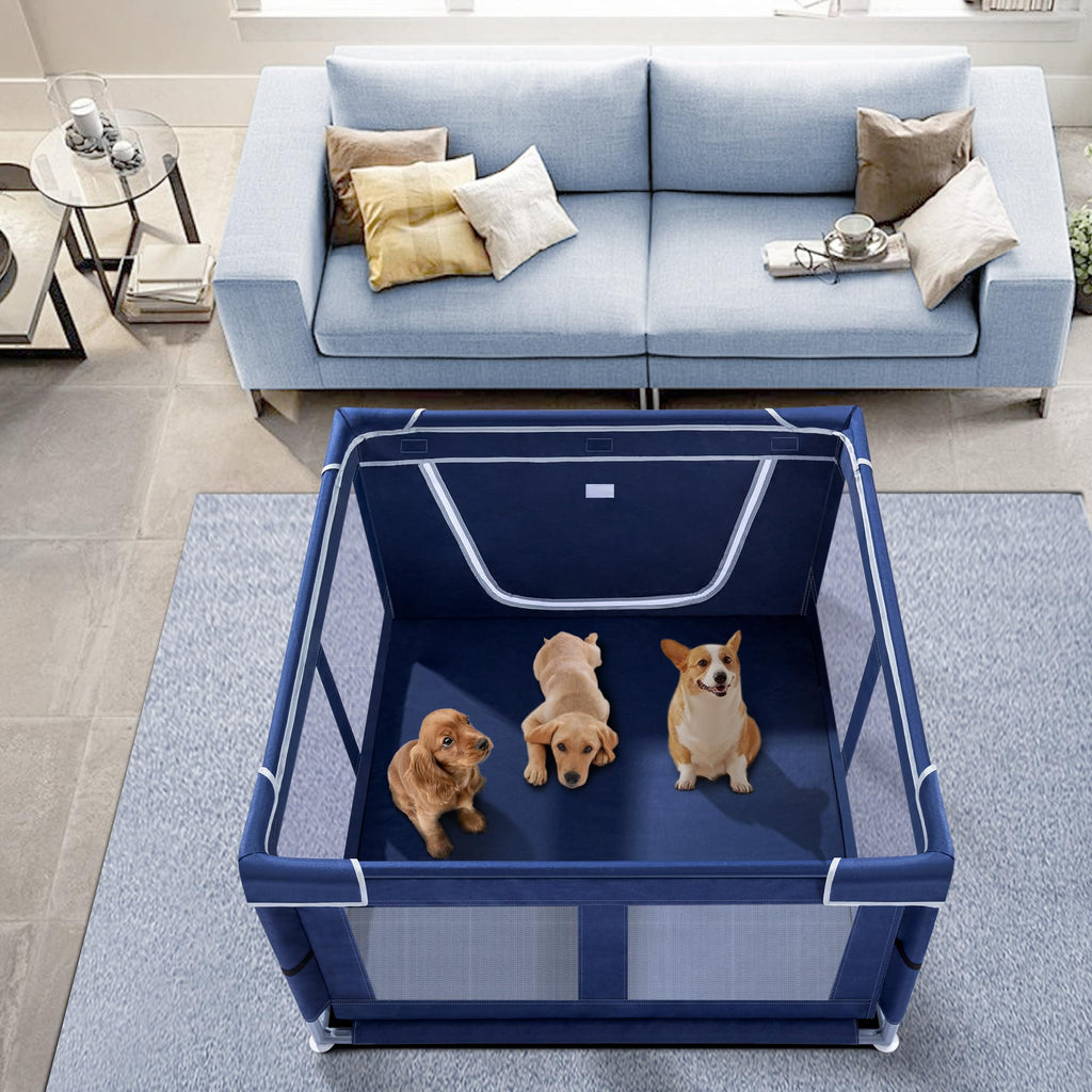 Puppy Playpen Indoor for Dog Small Pets, Dog Playpen 42x42x25 Inch, Dog Play Pen with Gate for Outdoor and Indoor, Oxford Fabric Pet Playpen for