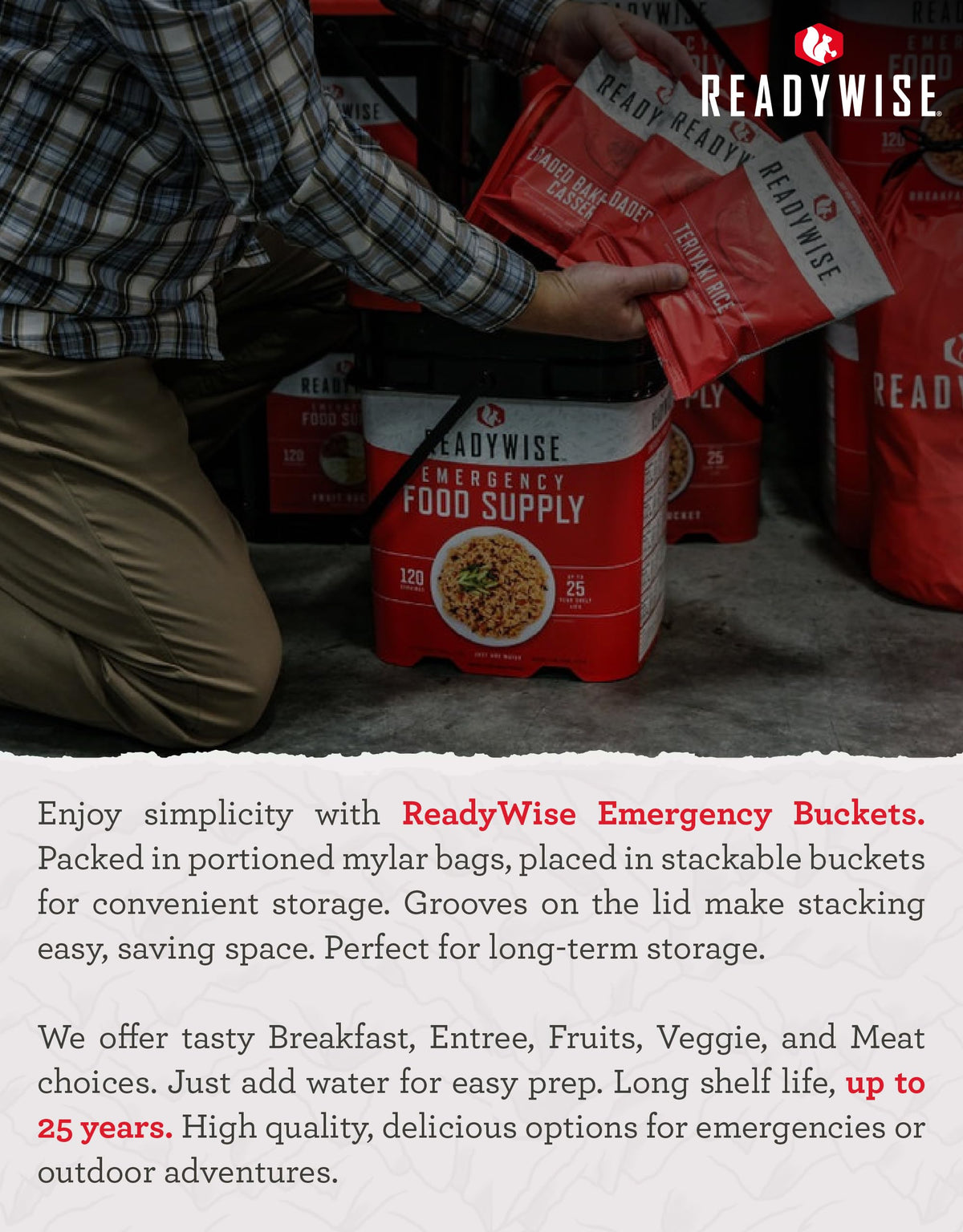 READYWISE Emergency Survival Food Supply Favorite Sample Bucket 120 Serving