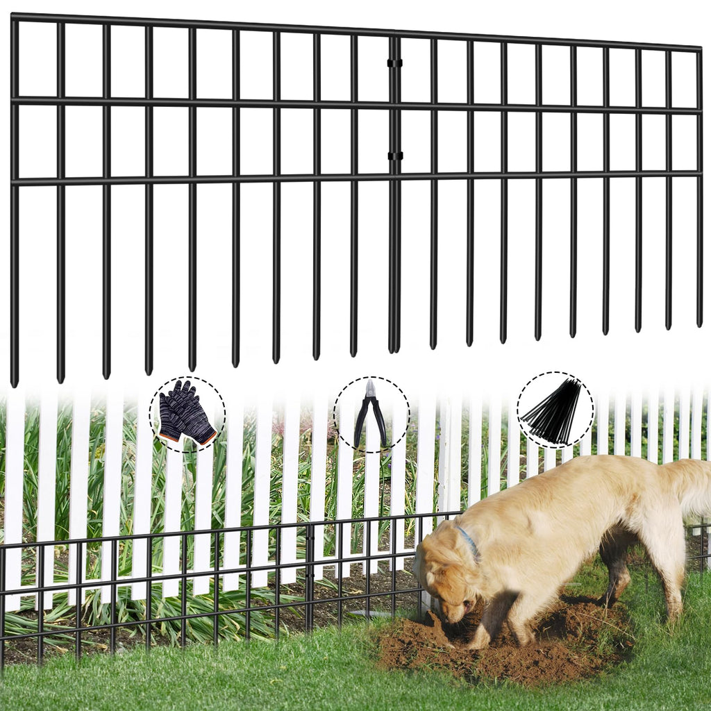 42.5ft(L) x 13in(H) Animal Barrier Fence, 30 Panels No Dig Garden Fence for Dog Rabbit, Rustproof Anti Digging Barrier, Garden Edging Border Ground