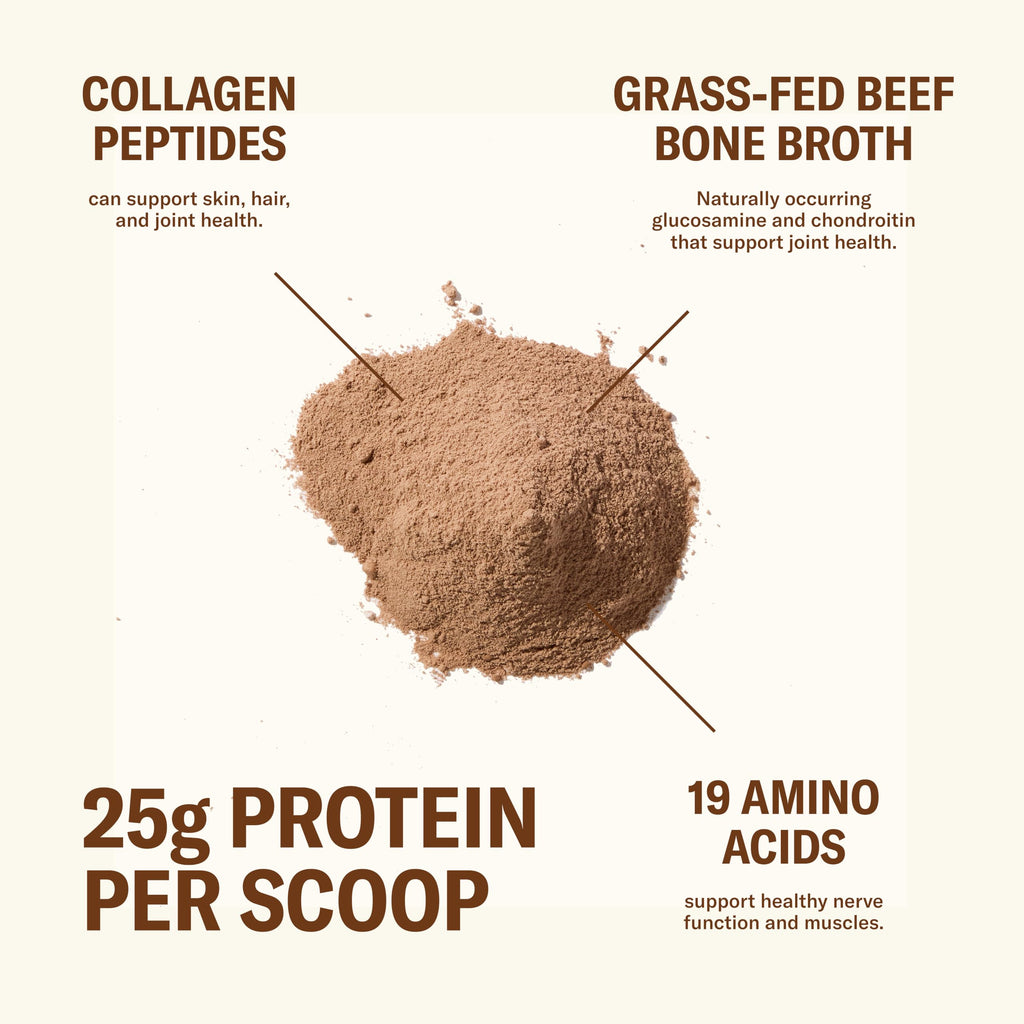 Ballerina Farm Bone Broth Hot Cocoa Mix, Grass Fed Collagen, 25g Protein