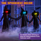 JOYIN Halloween Witch Decorations Outdoor Yard Stakes 3 Pack, 4.2 FT Multicolored Light Up Scary Flying Witch with Sound Activation, for Halloween