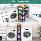 Vivihomety 4-Tier Slim Utility Rolling Laundry Cart with Wheels, Metal