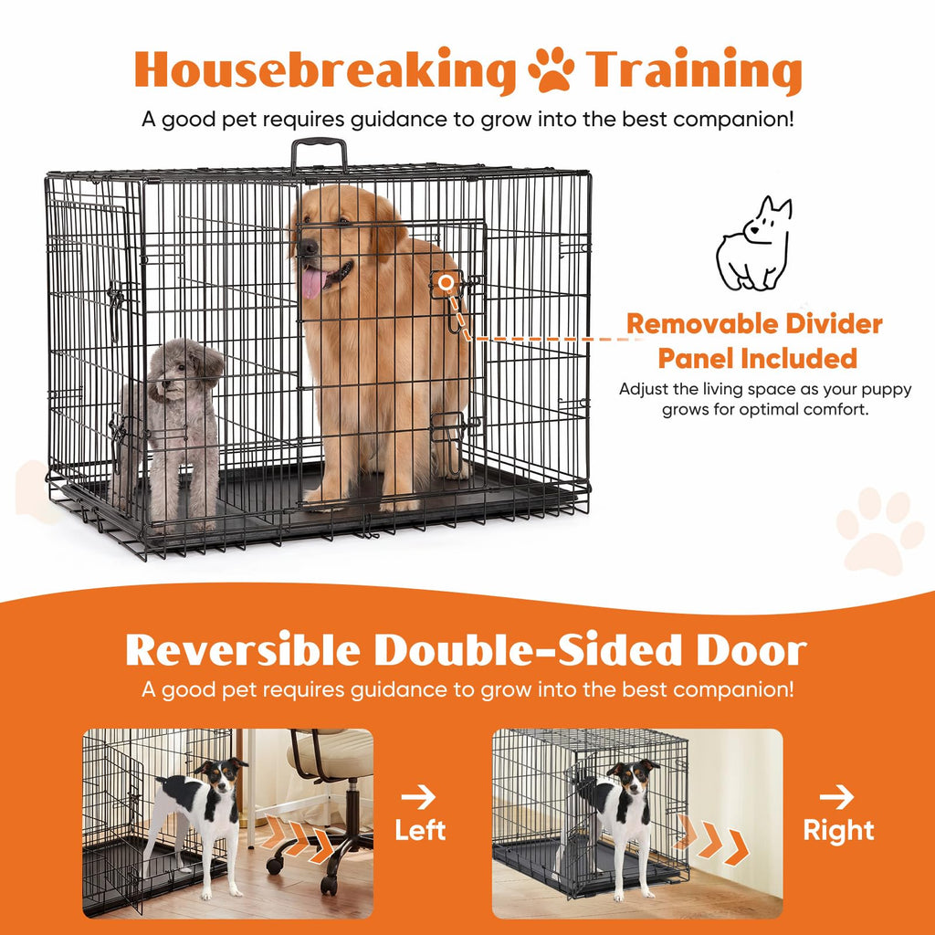 Sweetcrispy 36 Inch Dog Crate, Medium Dog Cage, Foldable Puppy Pet Kennel