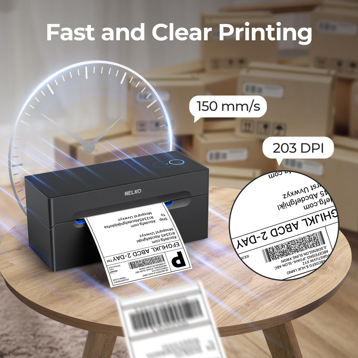 Nelko Bluetooth Thermal Shipping Label Printer, 4x6 Thermal Label Printer