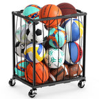 TomCare Garage Ball Storage Rack, Rolling Sports Cart with Lockable Wheels
