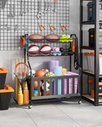 Kitsure Sports Equipment Organizer with Wheels, Garage Ball Storage, 45.6"H