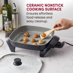 Elite Gourmet 6 Qt Electric Skillet, CERALAST™ Ceramic Nonstick Pan, 1200W