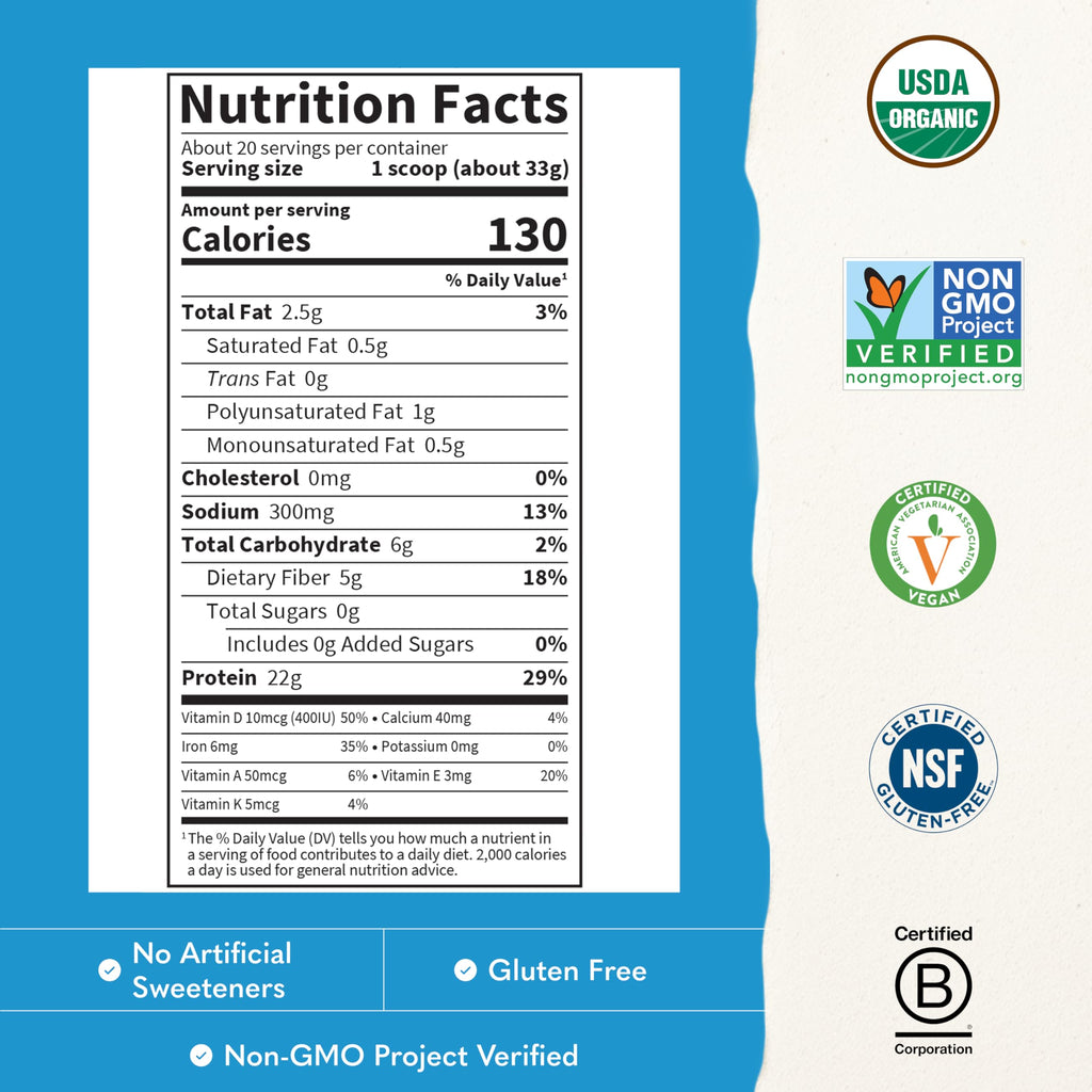 Garden of Life Raw Organic Protein Powder, Vegan, Vanilla, 20 Servings