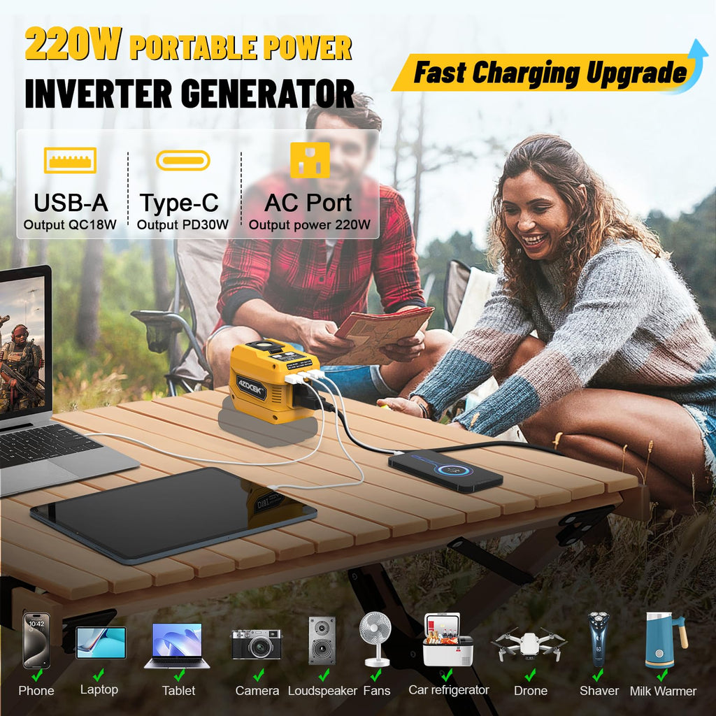 220W Power Inverter Compatible with Dewalt 20V Battery