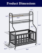 Kitsure Sports Equipment Organizer with Wheels, Garage Ball Storage, 45.6"H