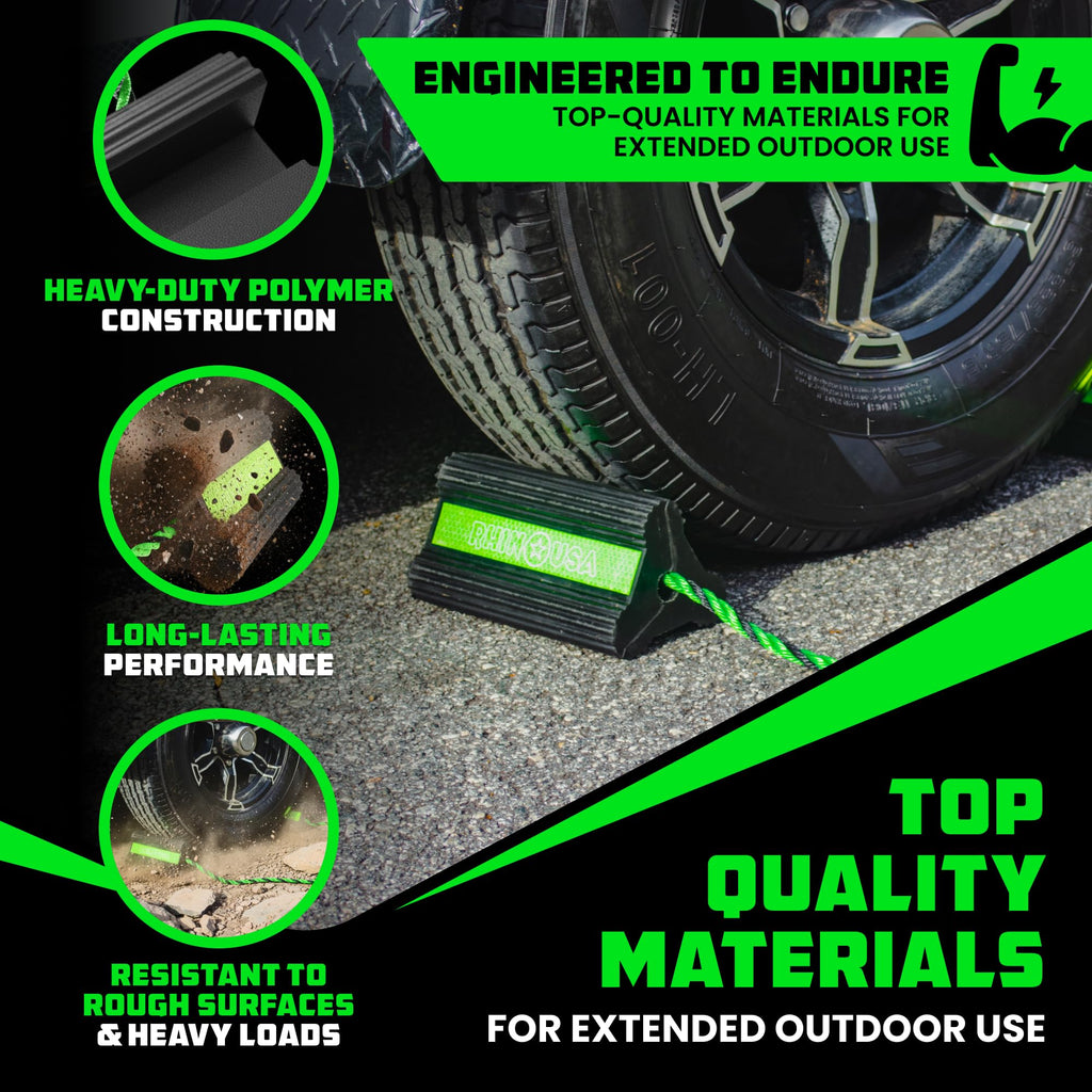 Rhino USA Heavy Duty Rubber Wheel Chocks - Non-Slip Trucks, RVs & Trailers