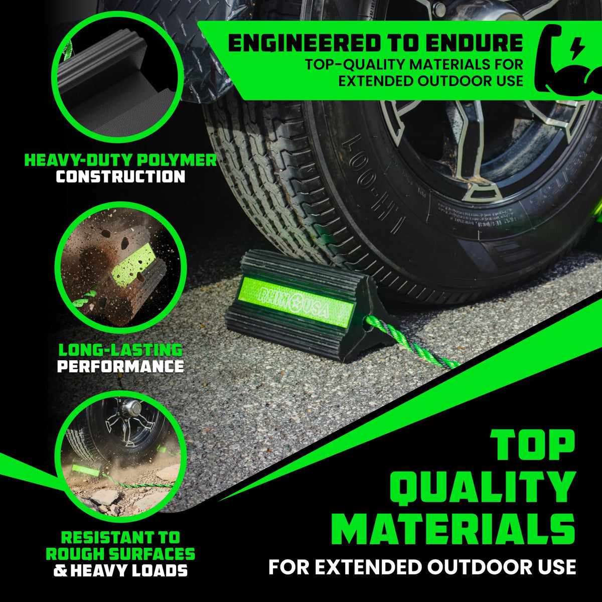 Rhino USA Heavy Duty Rubber Wheel Chocks - Non-Slip Trucks, RVs & Trailers