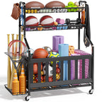 Kitsure Sports Equipment Organizer with Wheels, Garage Ball Storage, 45.6"H