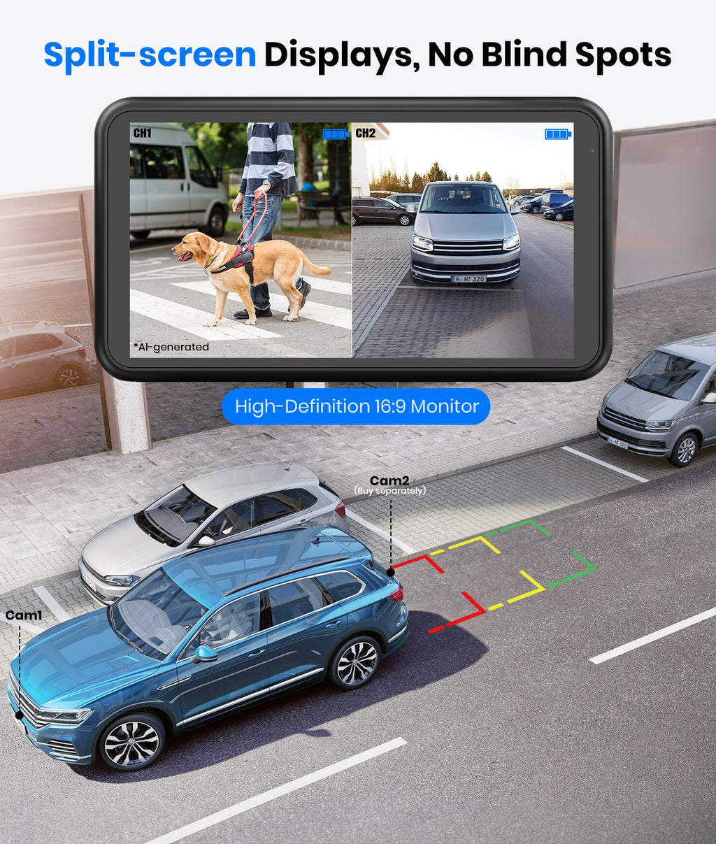 AUTO-VOX Solar Wireless Backup Camera: 5" 1080P Monitor, 2 Min Easy Install
