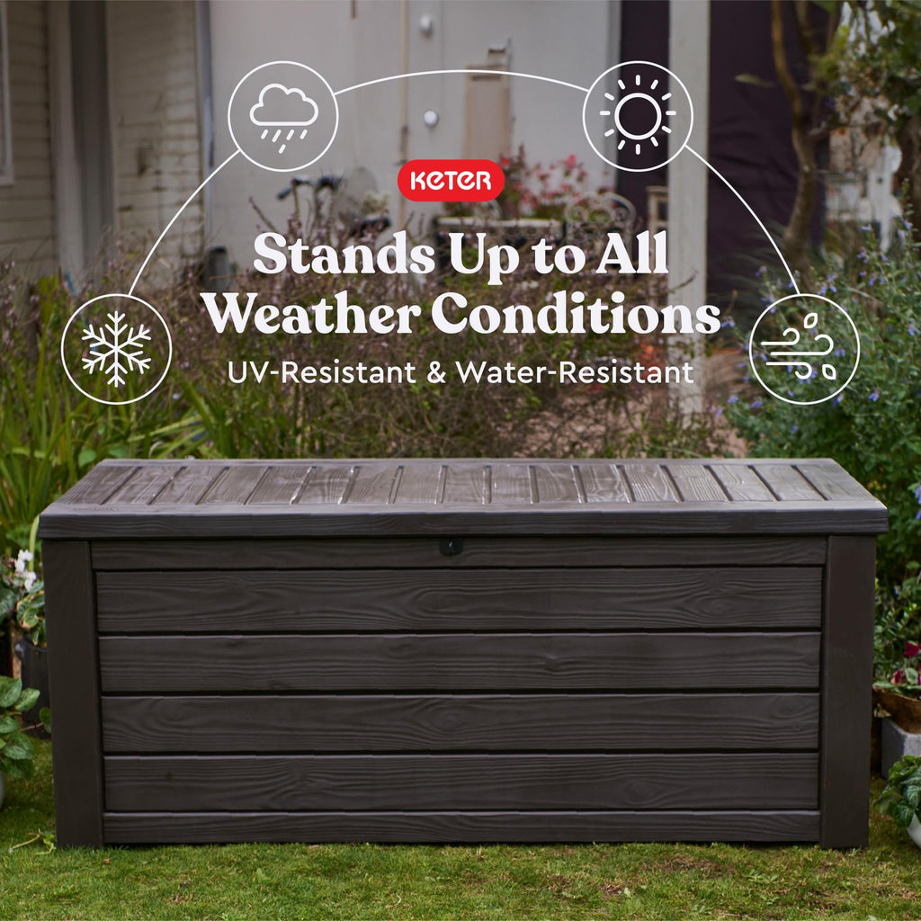 Keter Westwood 150 Gal Outdoor Storage Box for Patio and Pool Accessories
