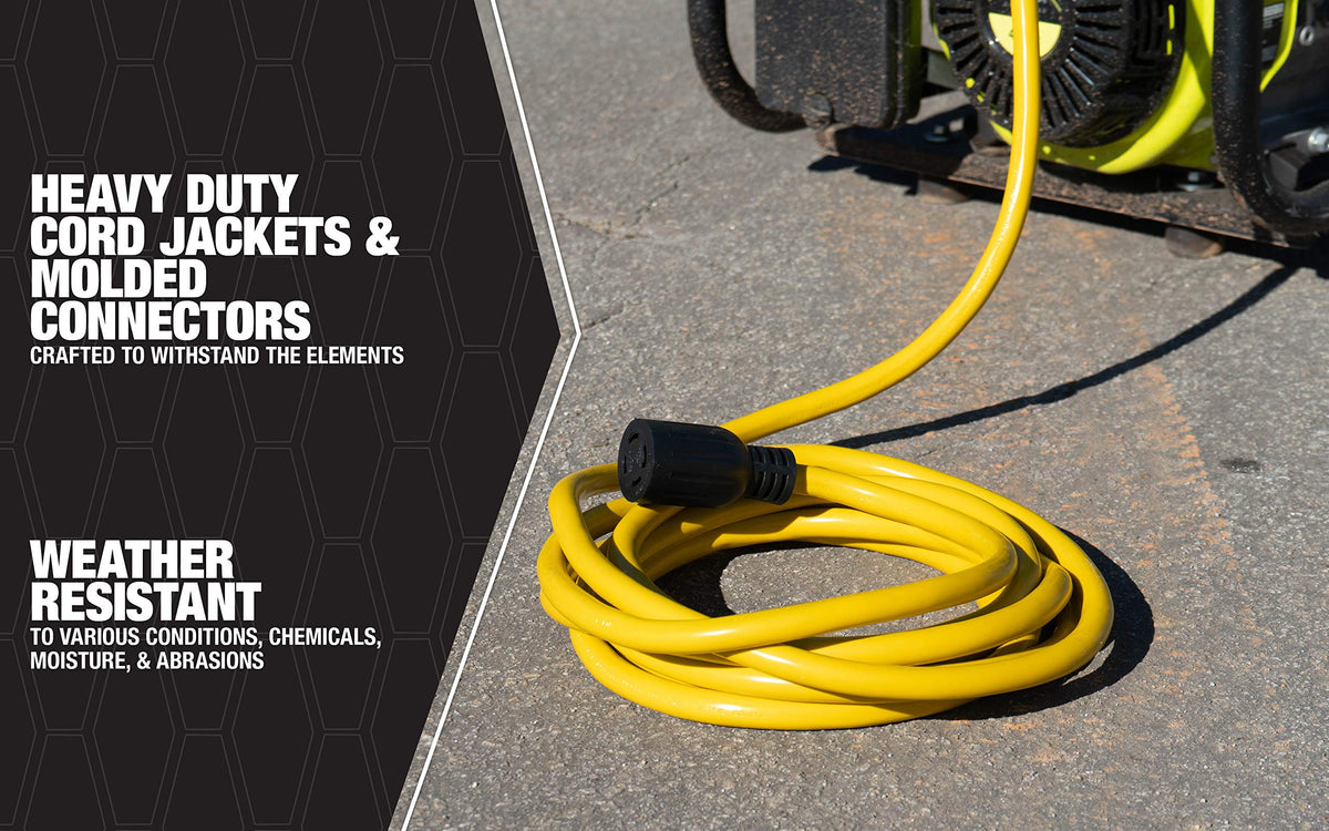 Southwire Generator Cord - 10-Gauge Heavy Duty Electrical Power Cable with L14-30 Locking Plug & Receptacle - Dual Voltage 125V/250V - Molded