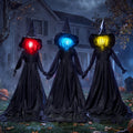 JOYIN Halloween Witch Decorations Outdoor Yard Stakes 3 Pack, 4.2 FT Multicolored Light Up Scary Flying Witch with Sound Activation, for Halloween