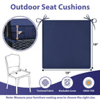 Outdoor Chair Cushions Set of 4 -Waterproof Outdoor Seat Cushions for Patio Furniture, Patio Chair Cushion with Handle and Ties, Square Out Door