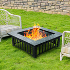EcoNook 32 inch Square Outdoor Fire Pit Table with Spark Screen