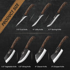 HOSHANHO Butcher Knife Set, Sharp Kitchen Knife Set & Roll Bag Gift for Men