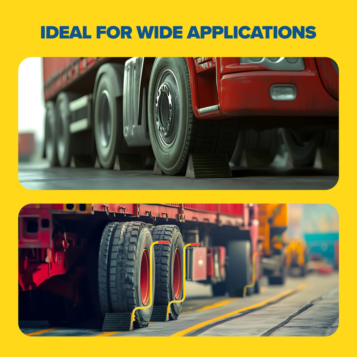 Industrial Extra Large Wheel Chock 2-Pack - Heavy Duty Molded Rubber XL Wheel Chock for Trucks, Trailers, RVs or Large Freight Equipment - Max Weight