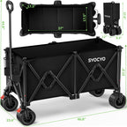 Beach Wagon Carts Foldable 580LBS Collapsible Wagon with Big All-Terrain Wheels for Sand 340L Heavy Duty Utility Carts with Cup Holders for Garden