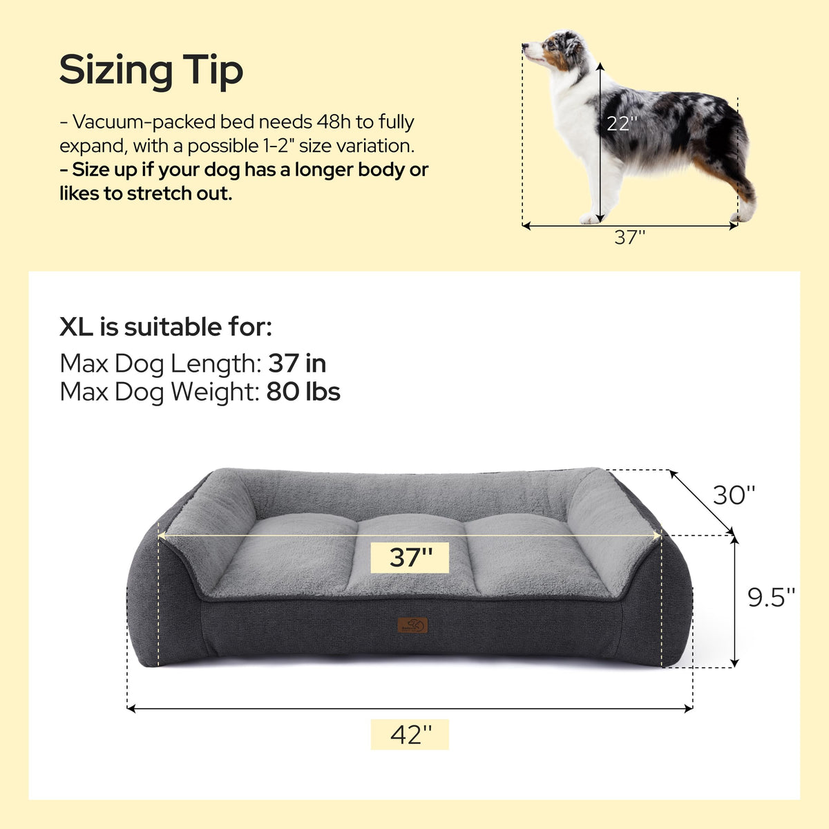 Bedsure SupportMax® Extra Thick Orthopedic XL Dog Beds Large Sized Dog