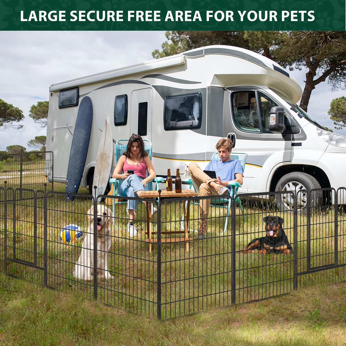 Dog Playpen Outdoor, 16 Panels 40" High Metal Dog Fence with Gate