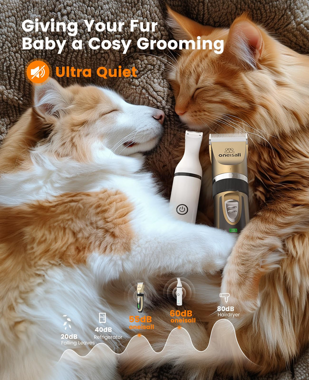 oneisall Dog Clippers and Paw Trimmer Kit for Small Large Dogs Cats