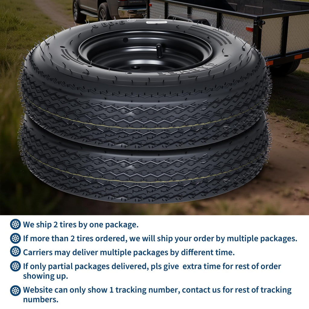 Garvee 2-Pack ST175/80D13 Trailer Tires with Black 13" Spoke Wheel