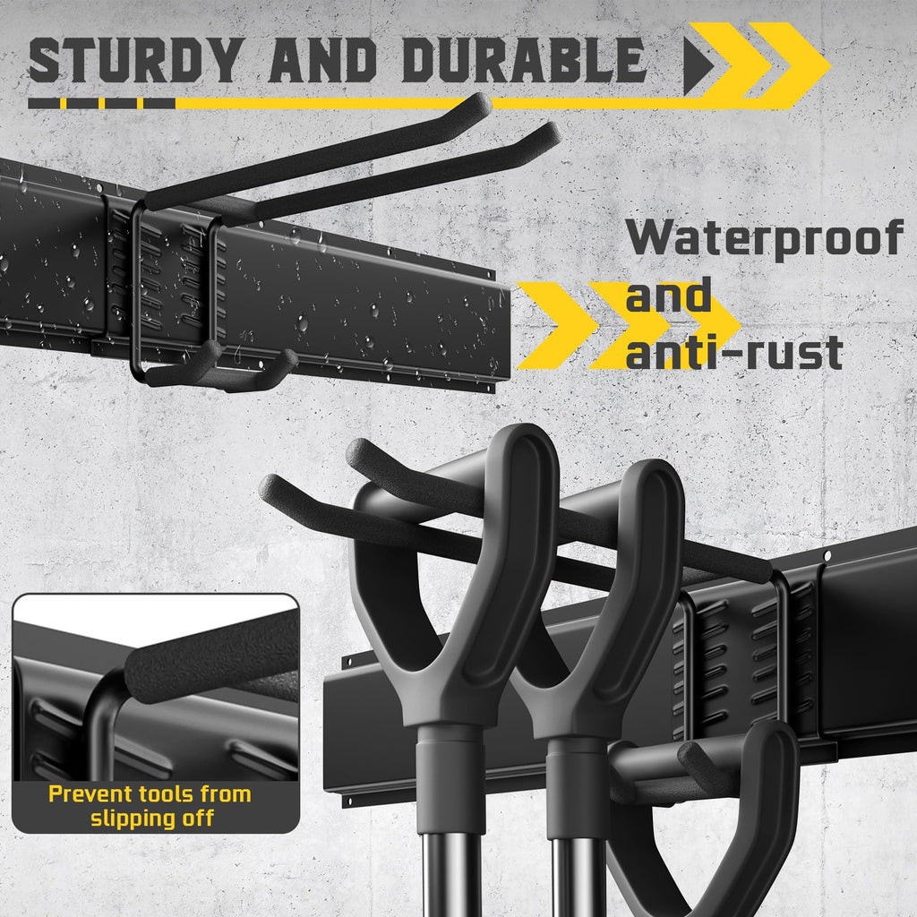64" Garage Wall Tool Organizer, 900 Lbs Heavy Duty Steel Garden Tool Storage Rack & Garage Organization for Yard, Shed, Garage - 12 Longer & Thicker