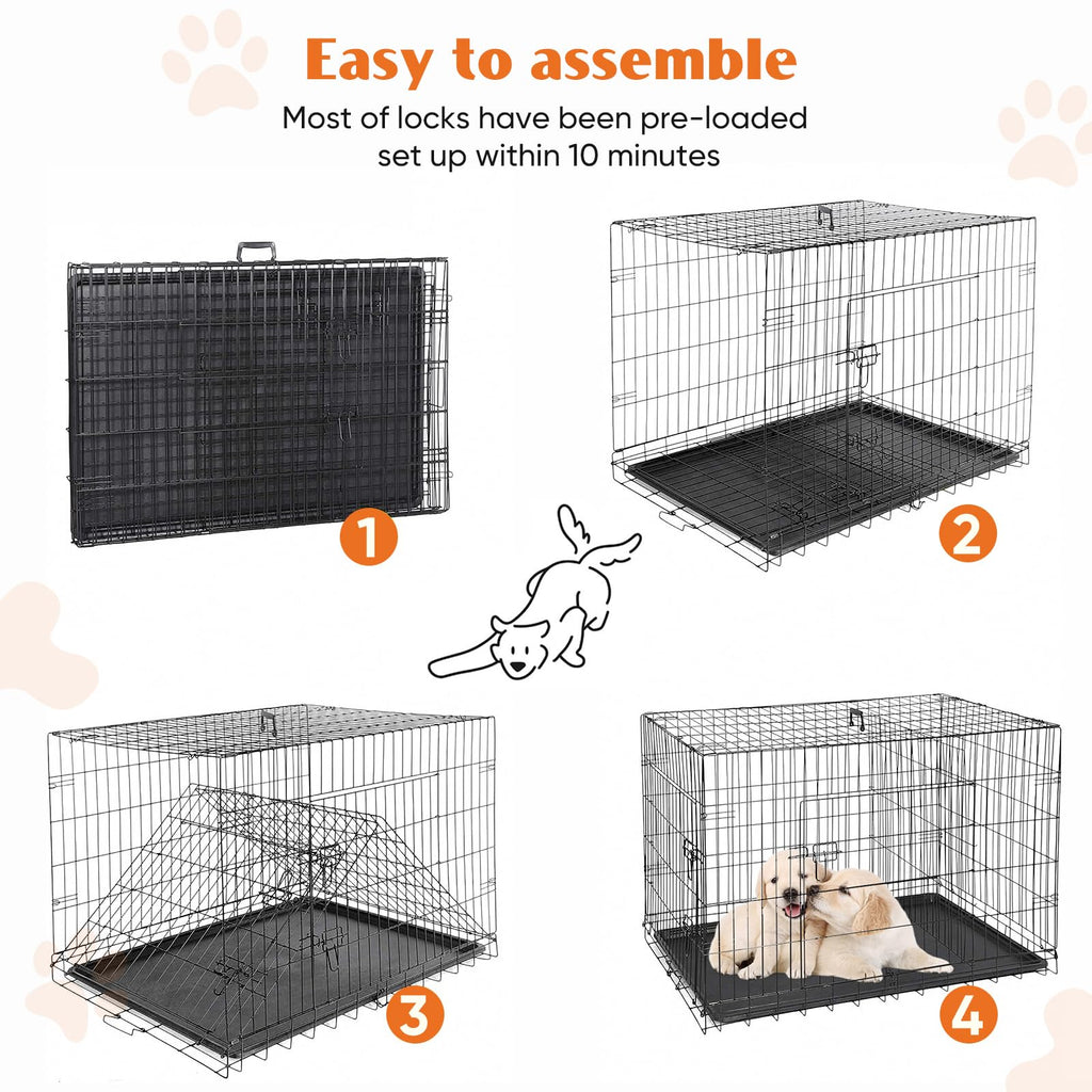 Sweetcrispy 36 Inch Dog Crate, Medium Dog Cage, Foldable Puppy Pet Kennel