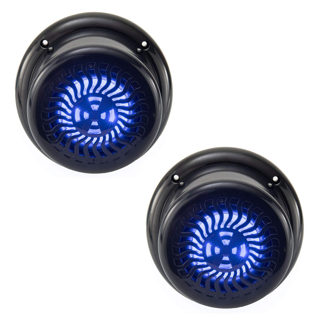RecPro 2 Pack RV Flush Mount Speakers | 5.25" Black | Blue LED