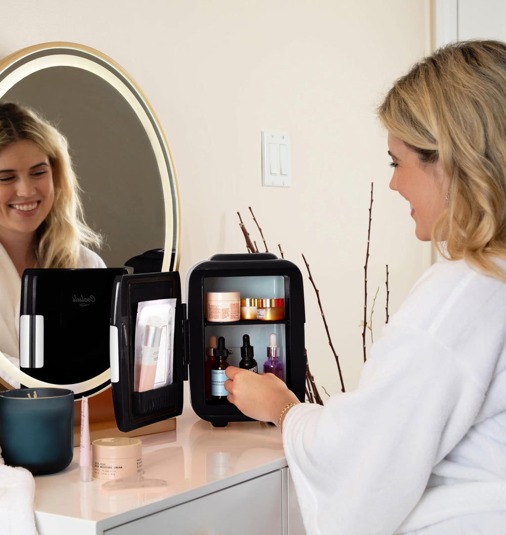 Cooluli Mini Fridge for Bedroom - Car, Office Desk & Dorm Room - Portable 4L/6 Can Electric Plug In Cooler & Warmer for Food, Drinks, Skincare Beauty