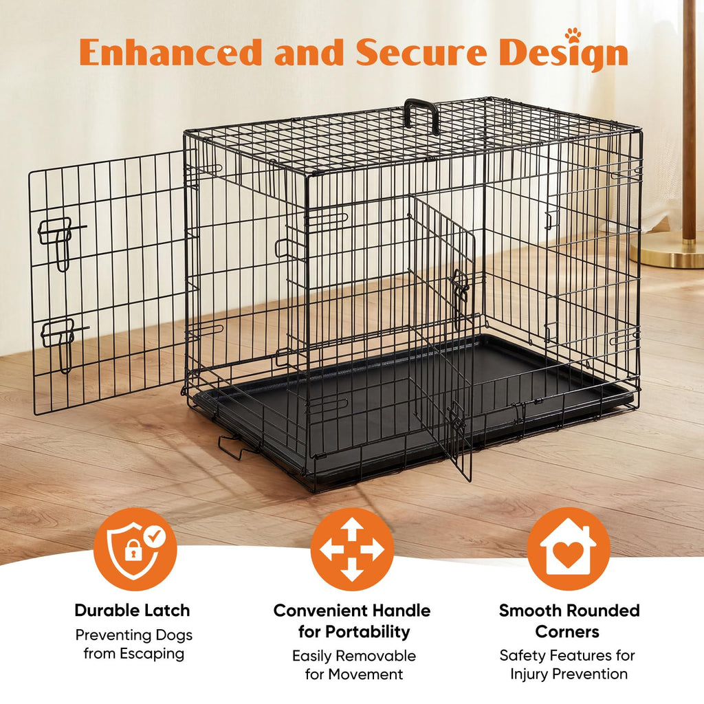 Sweetcrispy 36 Inch Dog Crate, Medium Dog Cage, Foldable Puppy Pet Kennel