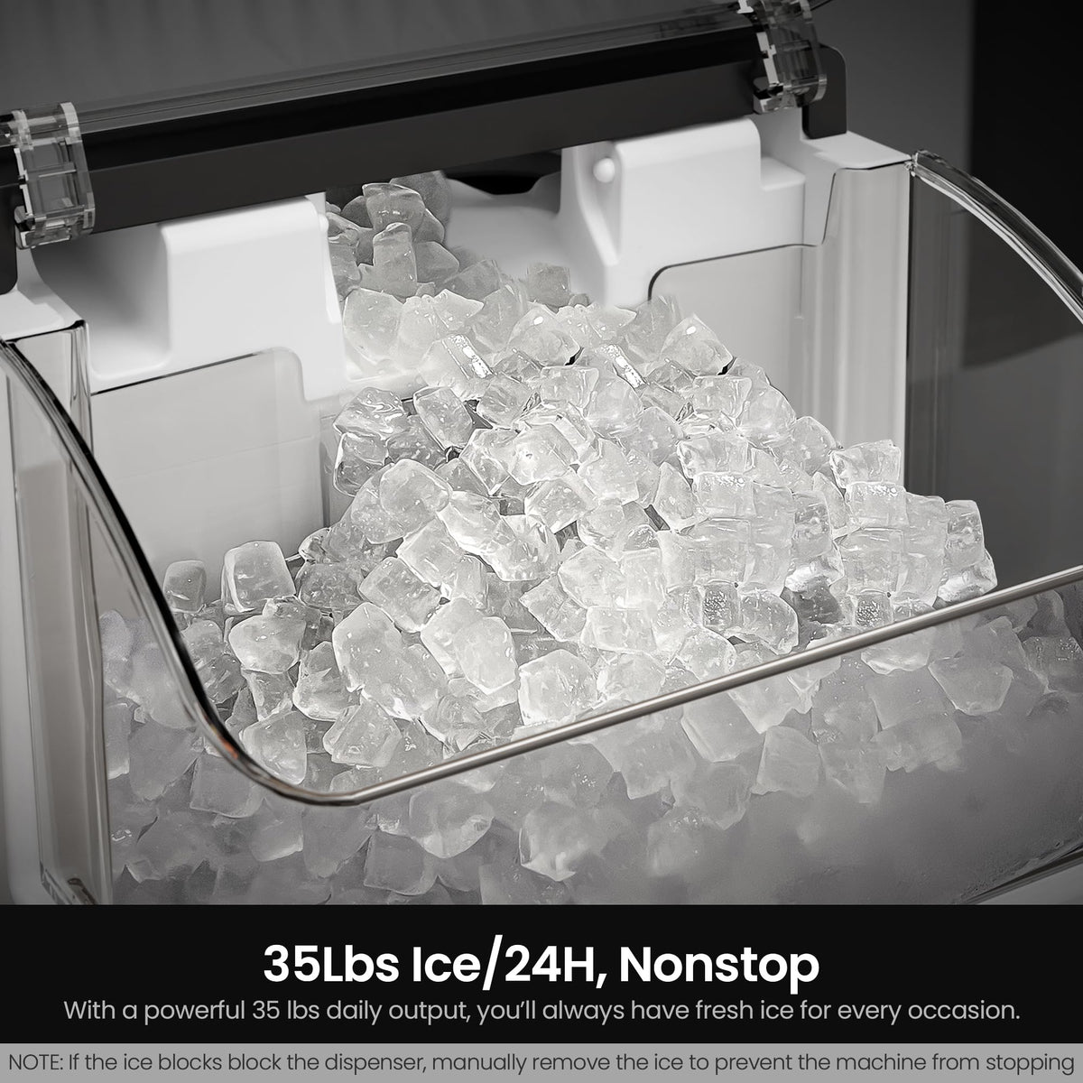 Kismile Nugget Ice Maker Countertop, 35 lbs/Day, Stainless Steel