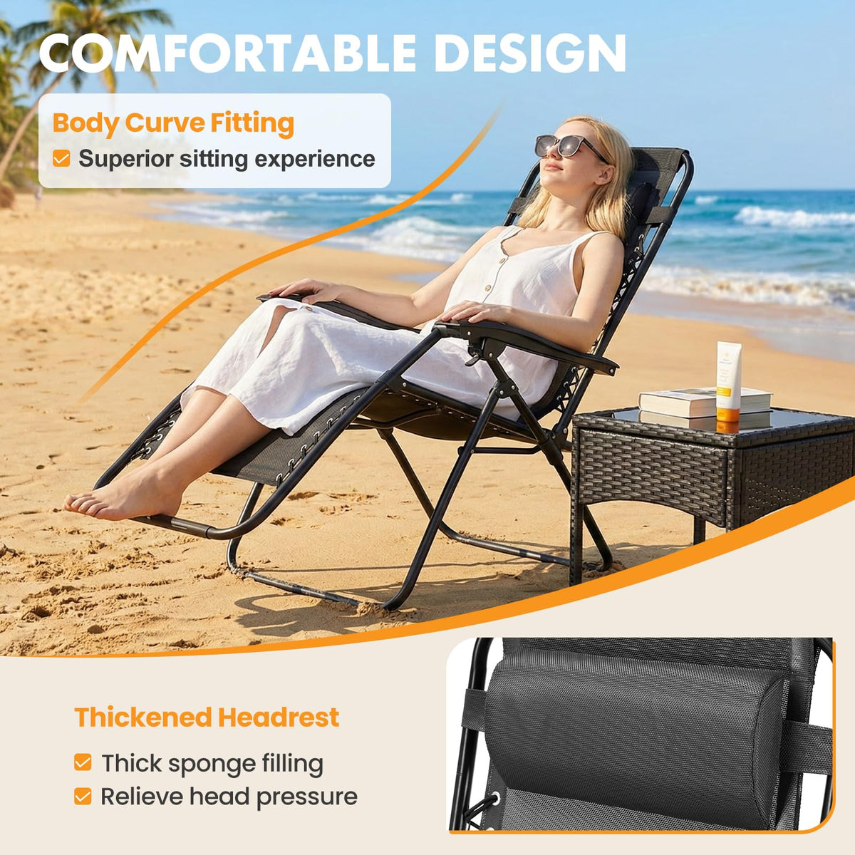 NEWBULIG Zero Gravity Chairs Set of 2, Folding Lounge Recliner Chair