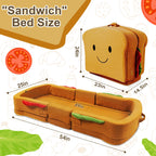 Toddler Travel Bed Sandwich Style - Portable Toddlers Floor Beds, Foldable Soft Foam Travel Bed for Baby and Kid, Washable Cover Toddler Cot with
