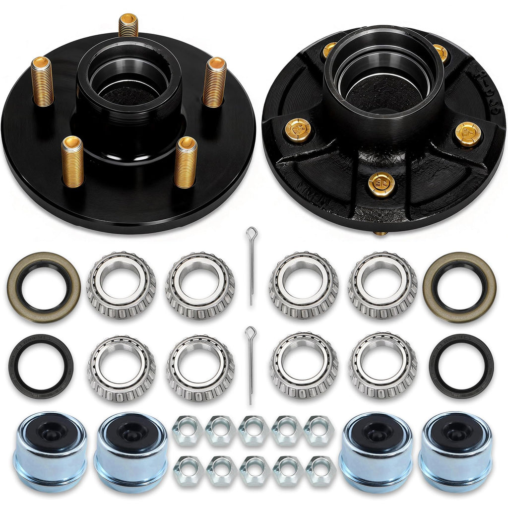 2 Sets 2000lb Trailer Axle Trailer Hub Kit 5 Bolt 4.5",Trailer Hub 5 Lug fit 1" and 1-1/16" Trailer Straight Spindle,5×4.5 Trailer hubs,Boat Trailer