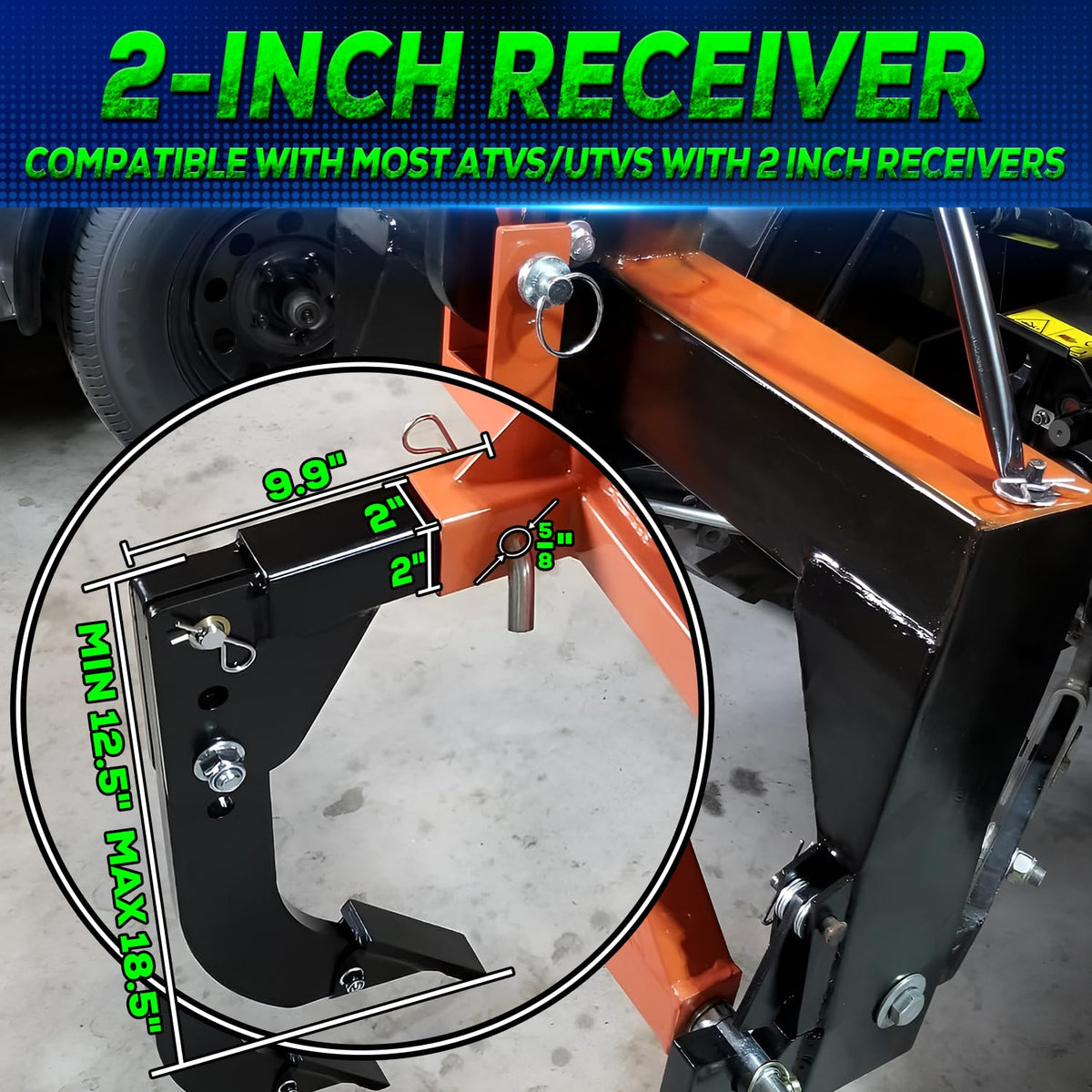 3 Point Trencher Ripper Attachment fit 2" Receivers, Hitch Mounted Ripper for Tractor Lawn Mower ATV UTV, Adjustable Subsoiler Plow with Replacement
