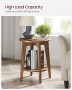 VASAGLE Round Side Table with Lower Shelf, End Table for Small Spaces