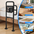 Bed Rails for Elderly Adults Safety, ASTM Tested 400 LBS Bed Assist Rail with Side Assist Handle, Ergonomic Foam Grip, Bed Cane for Seniors